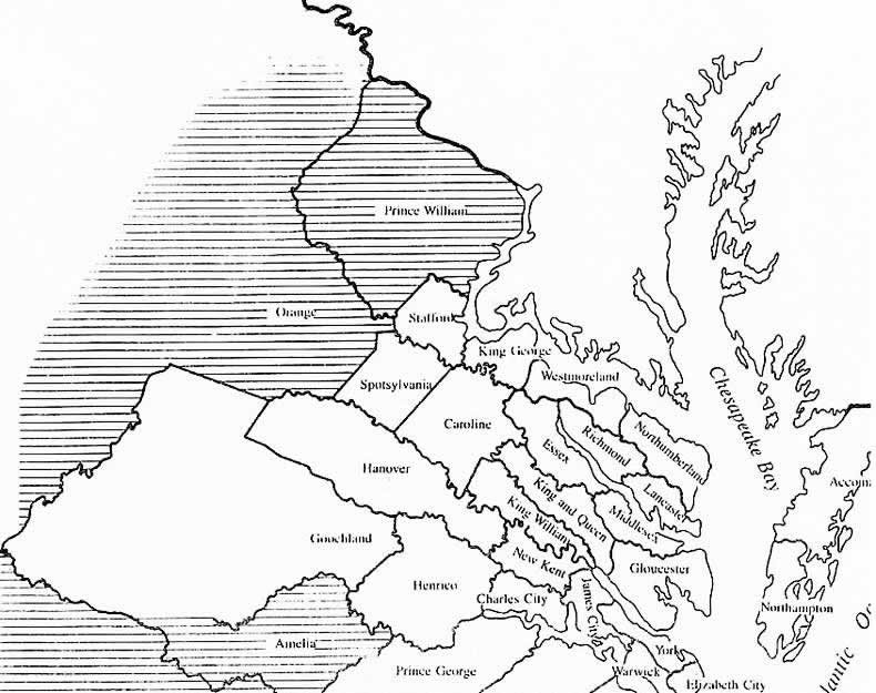 Map of Virginia: 1731 - 1740